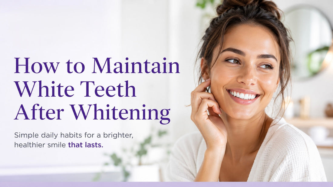 Smiling woman representing how to maintain white teeth after whitening with good oral care and a consistent teeth whitening maintenance routine.