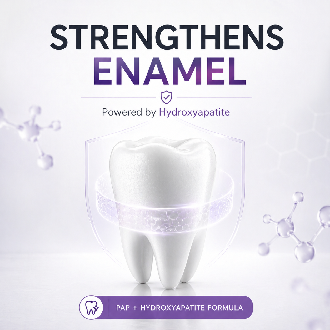 Teeth whitening strips with hydroxyapatite to strengthen enamel while whitening without sensitivity